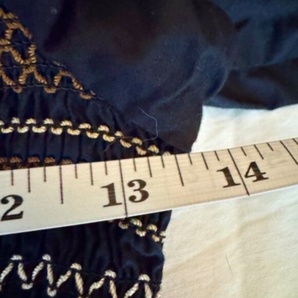 Old Navy Black Midi Dress w Tan Elastic Smocked Bodice - Picture 13 of 15